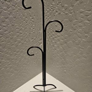 Black Metal Triple Ornament or Jewelry Display 19"